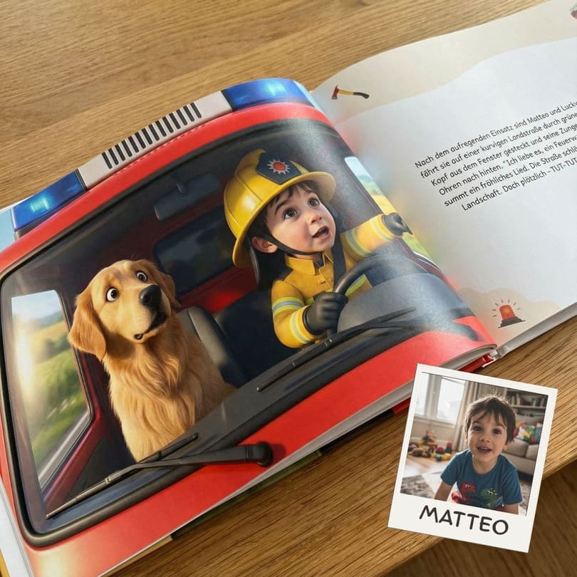 Dein Kind wird zum mutigen Feuerwehr-Helden.